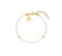 Purelei® Finesse Bracelet, Bracelet de perles résistant à l'eau pour femmes, Bracelet en acier inoxydable avec perles, cadeau pour femmes, longueur réglable de 16 à 19 cm (Or)