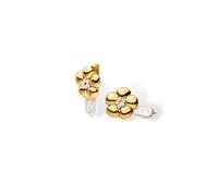 Purelei Floral Pearly Boucles d'oreilles pour femme en acier inoxydable avec perle Keshi, design floral, élégantes boucles d'oreilles avec perle suspendue libre, Normale, Acier inoxydable, Nacre