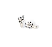 Purelei Floral Pearly Boucles d'oreilles pour femme en acier inoxydable avec perle Keshi, design floral, élégantes boucles d'oreilles avec perle suspendue libre, Normale, Acier inoxydable, Nacre