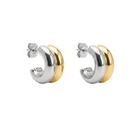 Purelei Flow Boucles d'oreilles créoles en acier inoxydable avec forme fluide, étanches et modernes, disponibles en or, argent, or rose ou bicolore, Normale, Acier inoxydable, Nacre d'ormeau