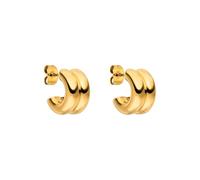 Purelei Flow Créoles - Boucles d'oreilles distinctives en acier inoxydable avec forme fluide - Imperméable et moderne - Disponible en or, argent, or rose ou bicolore, Normale, Acier inoxydable, Nacre