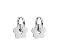 Purelei Flowery - Petites boucles d'oreilles créoles avec pendentif en forme de fleur - En acier inoxydable étanche - Plaqué or 14 carats - Argent et plaqué or rose 18 carats, Normale, Acier
