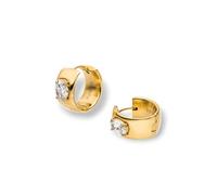 PURELEI Glam Boucles d'oreilles créoles scintillantes avec zircons blancs en acier inoxydable (plaqué or 14 carats/argent/or rose 18 carats) 18 mm, Normal, Acier inoxydable, Ormeau