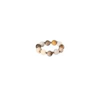 Purelei® Island Dawn Bague d'anxiété flexible avec de véritables pierres précieuses et perles en métal plaqué or 18 carats, argent ou or rose, bijou bohème chic, tailles S/M et M/L, M/L, Acier