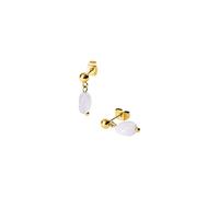 Purelei® Island Dawn Boucles d'oreilles - Clous avec agate bleue - Acier inoxydable plaqué or 18 carats - Boucles d'oreilles minimalistes pour femme 16 mm - Pierre naturelle délicate pour la clarté et
