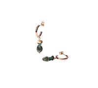 Purelei® Island Dream Boucles d'oreilles créoles avec amazonite, agate verte et jade albite en acier inoxydable plaqué or 18 carats pour femme 37 mm Style bohème d'été, Normal, Acier inoxydable