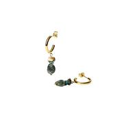 Purelei® Island Dream Boucles d'oreilles - Créoles avec Amazonite, Agate verte & Jade Albite - Acier inoxydable plaqué or 18 carats - Boucles pendantes pour femmes 37 mm - Look bohème estival, Normal