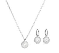 Purelei Lolani Parure 2 pièces avec collier Lolani et boucles d'oreilles créoles Lolani en acier inoxydable résistant à l'eau plaqué or 18 carats - Pendentif à motifs - Chaîne réglable de 45 à 50 cm