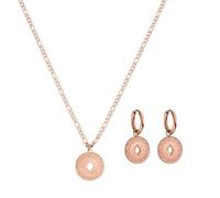 Purelei Lolani Parure 2 pièces avec collier Lolani et boucles d'oreilles créoles Lolani en acier inoxydable résistant à l'eau plaqué or 18 carats - Pendentif à motifs - Chaîne réglable de 45 à 50 cm