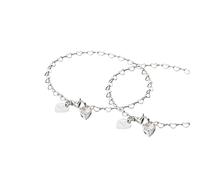 Purelei Lot de 2 bracelets Endless Love avec maillons en forme de cœur et pendentifs en oxyde de zirconium - Acier inoxydable - Réglable de 19 cm - Or/argenté/or rose, 19 cm, Acier inoxydable, Agate