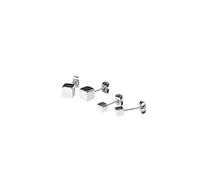 Purelei Lot de 2 paires de boucles d'oreilles cubiques minimalistes en acier inoxydable plaqué or 14 carats, or rose ou argent, look géométrique, petit et grand, 4,5 g, pour femme, résistant à l'eau