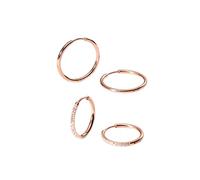Purelei Lovely Glitter - Lot de 2 paires de boucles d'oreilles créoles (plaquées or ou argent) - Petits zircons et grandes créoles simples - Imperméables et hypoallergéniques, Normal, Acier inoxydable