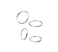 Purelei Lovely Glitter - Lot de 2 paires de boucles d'oreilles créoles (plaquées or ou argent) - Petits zircons et grandes créoles simples - Imperméables et hypoallergéniques, Normal, Acier inoxydable