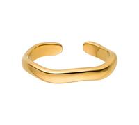 Purelei Nakuna Bague pour femme (or, argent, rose) en argent plaqué or 18 carats, étanche, avec design incurvé, taille réglable, cadeau pour femme, S/M, Acier inoxydable