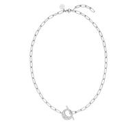 Purelei® Night Sky Collier plastron avec pendentif lune et étoiles en cristal, 45 cm, plaqué or rose 18 carats, fermoir à bascule, scintillant et puissant, Länge: 45 cm, Acier inoxydable, Ormeau