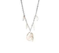 Purelei Opulent Shell Chaîne - Collier de coquillages avec perles d'eau douce - Plaqué or 18 carats - Acier inoxydable - Bijou élégant en coquillage - Accessoire d'été pour femme - Longueur 35/40/45