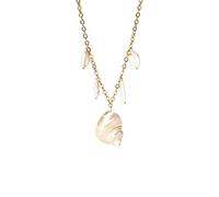 Purelei Opulent Shell Chaîne - Collier de coquillages avec perles d'eau douce - Plaqué or 18 carats - Acier inoxydable - Bijou élégant en coquillage - Accessoire d'été pour femme - Longueur 35/40/45