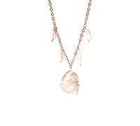 Purelei Opulent Shell Chaîne - Collier de coquillages avec perles d'eau douce - Plaqué or 18 carats - Acier inoxydable - Bijou élégant en coquillage - Accessoire d'été pour femme - Longueur 35/40/45