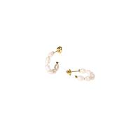 Purelei Organic Pearl Boucles d'oreilles créoles en acier inoxydable avec véritable perle d'eau douce Plaqué or 14 K/18 carats 23 mm Bijou élégant pour femme, Normal, Acier inoxydable, Ormeau