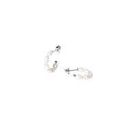 Purelei Organic Pearl Boucles d'oreilles créoles en acier inoxydable avec véritable perle d'eau douce Plaqué or 14 K/18 carats 23 mm Bijou élégant pour femme, Normal, Acier inoxydable, Ormeau