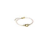 Purelei Pearl Charm Bracelet avec perles d'eau douce et œillet à breloques, en acier inoxydable plaqué or 14 K/18 carats, 16 à 19 cm, bijou élégant, réglable, Eine Grösse, Acier inoxydable, Agate