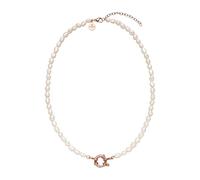Purelei® Pearl Charm Collier élégant avec perles d'eau douce et œillet à breloque en acier inoxydable plaqué or 18 carats, argent, or rose, Länge: 40-45 cm, Acier inoxydable, Ormeau