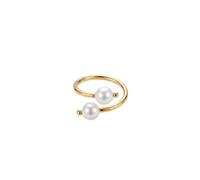 Purelei Pearl Muse Bague en acier inoxydable plaqué or avec perles d'eau douce Taille réglable S/M et M/L Brillance naturelle, Eine Grösse, Acier inoxydable, Agate