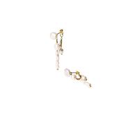 Purelei Pearl Symphony Boucles d'oreilles - 3 en 1 avec perle baroque - Acier inoxydable plaqué or 18 carats - Possibilités de port : clou, boucle et détail de chaîne - 4,9 g (paire), Normal, Acier
