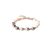 Purelei Pearly Bracelet pour femme - Bracelet réglable avec de véritables perles d'eau douce Keshi en blanc, gris, noir et rose - Acier inoxydable plaqué or 18 carats, plaqué or rose ou argent, Eine