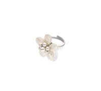 Purelei Pearly Flower Bague pour femme en acier inoxydable avec perles de coquillage, bague de statement florale avec rail de bague réglable, en tailles S/M et M/L, Acier inoxydable, Pas de pierre
