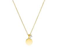 Purelei® Poetic Chaîne (or, argent, or rose), collier pour femme avec pendentif rond et pierre semi-précieuse, chaîne étanche en acier inoxydable, cadeau pour femme, Acier inoxydable, Zircone cubique
