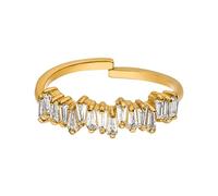 Purelei® Powder Ring (or, argent), Bague pour femme argent doré 18 carats, Bague résistante à l'eau avec pierres précieuses asymétriques, taille ajustable, cadeau pour femme (S/M, Or)
