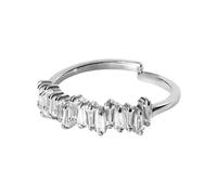 Purelei® Powder Ring (or, argent), Bague pour femme argent doré 18 carats, Bague résistante à l'eau avec pierres précieuses asymétriques, taille ajustable, cadeau pour femme (S/M, Argent)