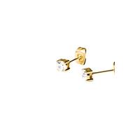 Purelei® Pristine Boucles d'oreilles à tige en acier inoxydable plaqué or 18 carats avec zircon cubique étincelant, 4 mm