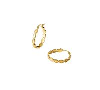 Purelei® PURELEI Boucles d'oreilles créoles en coco, élégantes avec détails ovales mats et boules en métal, en acier inoxydable doré, argenté ou or rose, 24 mm de diamètre, Normal, Acier inoxydable