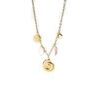 Purelei Sea Dream Collier plastron en acier inoxydable plaqué or 18 carats avec pendentif en forme d'escargot et perles d'eau douce Longueur 35/40/45 cm, Länge: 35-45 cm, Acier inoxydable, Ormeau