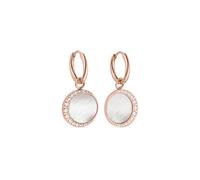 Purelei Shining Moon Boucles d'oreilles créoles élégantes en acier inoxydable avec pendentif en forme de lune, en nacre et zircone, cadeau pour femme, Normale, Acier inoxydable, Nacre d'ormeau