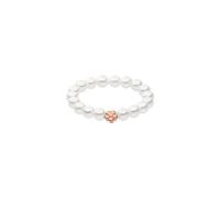 Purelei Shiny Bloom Bague pour femme élastique imperméable avec perles de coquillage, cadeau pour femme, différentes tailles, M/L, Acier inoxydable