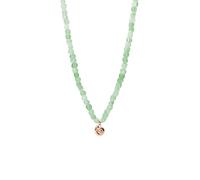 Purelei Sundial Shell Jade Chaîne pour femme - Collier réglable avec perles de jade véritables et pendentif en coquillage (35-40 cm) - Collier en acier inoxydable plaqué or 18 carats, plaqué or rose