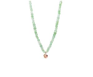 Purelei Sundial Shell Jade Chaîne pour femme - Collier réglable avec perles de jade véritables et pendentif en coquillage (35-40 cm) - Collier en acier inoxydable plaqué or 18 carats, plaqué or rose