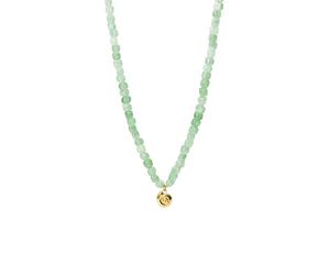 Purelei Sundial Shell Jade Chaîne pour femme - Collier réglable avec perles de jade véritables et pendentif en coquillage (35-40 cm) - Collier en acier inoxydable plaqué or 18 carats, plaqué or rose
