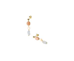 Purelei® Sunrise Boucles d'Oreilles - Boucles d'Oreilles Pendantes avec Aigue-Marine, Pierre de Soleil & Albit - Acier Inoxydable Plaqué Or 18K - Bijoux Femme 37mm - Couleurs Délicates & Aloha Vibes