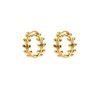 Purelei Tiny Leaf Boucles d'oreilles étanches - Petites créoles avec motif de feuilles en acier inoxydable - Plaqué or 14 carats, argent et plaqué or rose 18 carats - Boucles d'oreilles naturelles