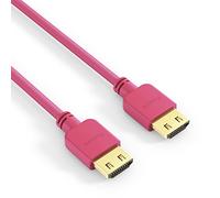 PureLink PI0505-010 Câble de Connexion HDMI Haute Vitesse (4K UltraHD (2160p), Ethernet, 18Gbps), HDMI-A Mâle vers HDMI-A Mâle, certifié, sans Halogènes, Ultra Plat, 1,00m, Magenta