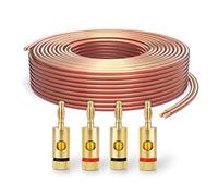 PureLink SP060-015 Câble d'enceinte 2x2,5mm² (99,9% OFC cuivre massif 0,20 mm) Câble de haut-parleur Hifi, 15m, transparent, Set comprenant 4 fiches bananes