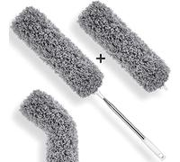 PURELITO Plumeau télescopique | Jeu de 2 Embouts Microfibres | Plumeau télescopique Long Extensible en Acier Inoxydable | Plumeau Lavable pour Nettoyer des fenêtres, radiateurs, étagères