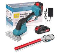 Pureluxe Taille Haie Batterie Electrique: 21V Coupe Haie sans Fil avec Batterie 1500 Mah *2, 2 Lames, Taille-haie électrique sans Fil 2 en 1 pour Coupe Elagage Tailler Les Buissons Pelouses