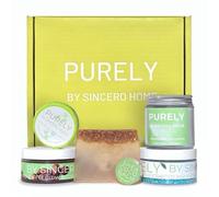 PURELY by Sincero Home - Coffret de Bain Naturel : Bougie Soja, Sels de Jasmin, Gommage Café, Savon Miel Avoine, Vapeur Frésia, Baume à Lèvres - Coffret Spa Relaxant