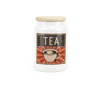 Purely Home Boîte à thé rétro en céramique style années 50 avec couvercle en bois 600 ml (14,5 cm x 9,5 cm)