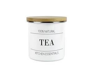 Purely Home Minimalist Kitchen Essentials Boîte de rangement pour thé - Décoration moderne noir et blanc - Boîte de conservation en émail pour boissons chaudes/aliments 1,2 l